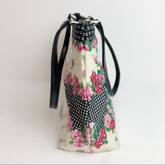 Vintage Isabella Fiore Floral Sequin Handbag Tote - Picture 2 of 9
